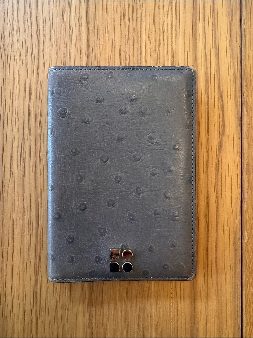 Kate Spade Gray Ostrich Embossed Leather Passport Holder